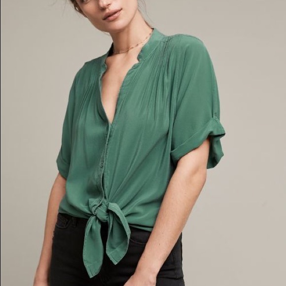 Anthropologie Juni silk blouse xs petite - Picture 9 of 9